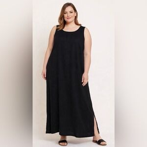 NEW! Amanda Smith II Linen Blend Maxi Dress Black SZ 16W